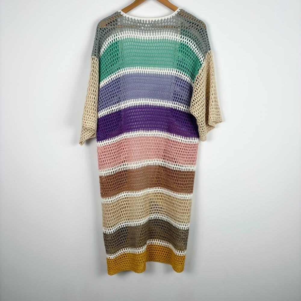 NEW Anthropologie Eliza Crochet Knit Colorblock Duster Shawl Cardigan - Picture 5 of 8